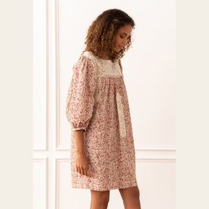 NEW Mi Golondrina Catalina Rosa y Olivo Floral Short Dress sz Small